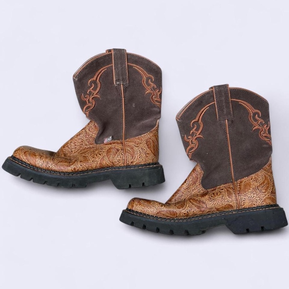 Justin Boots Two-Tone Western Ankle Boots